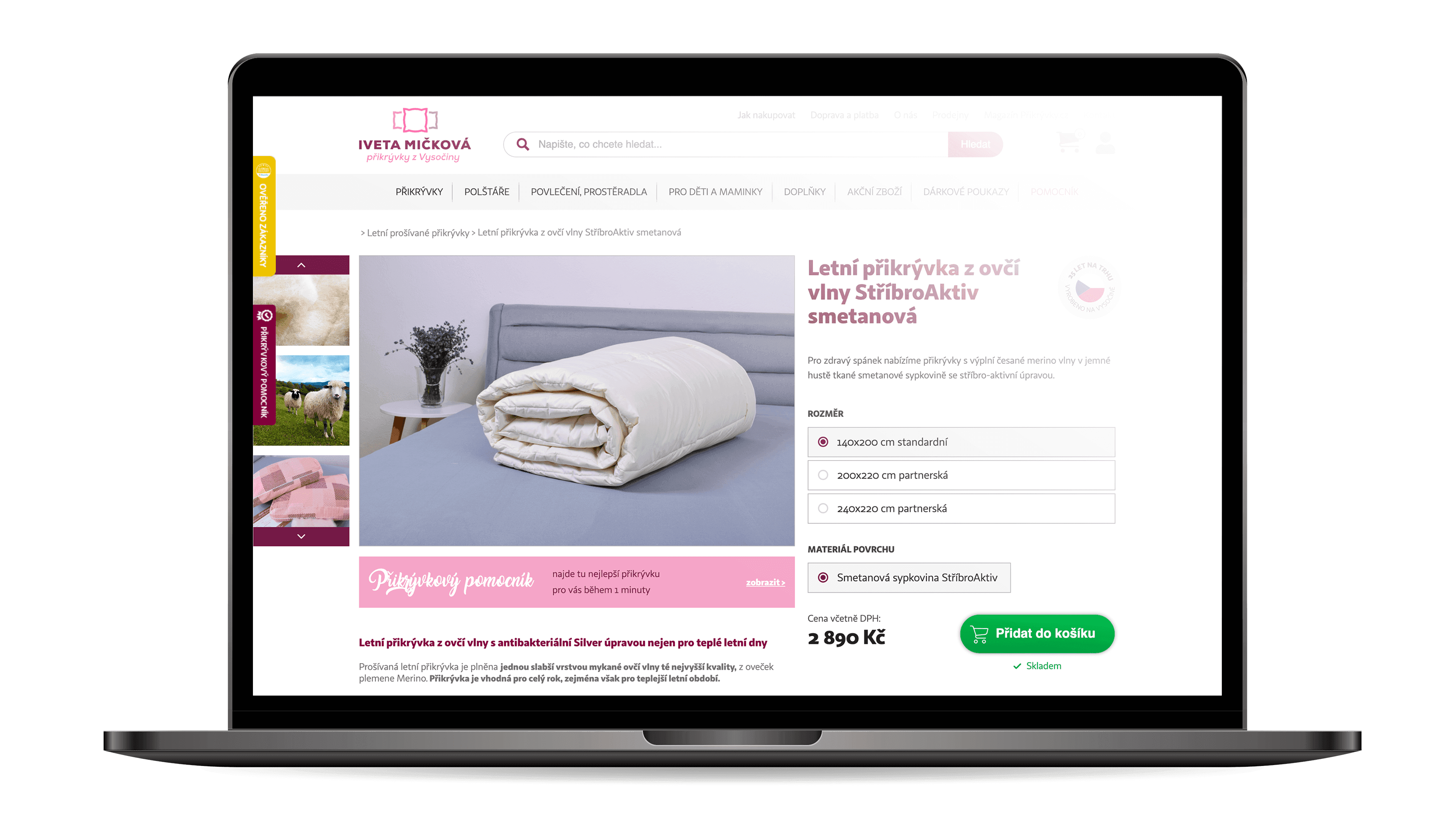 Přikrývky - e-shop